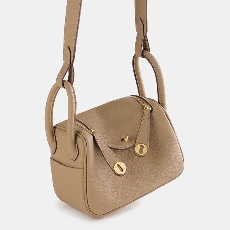 Urban Minimalist PU Shoulder Crossbody Bag 26cm Commuter Bag with Flap Zipper Design Double Straps Medium Soft Versatile Women's Bag