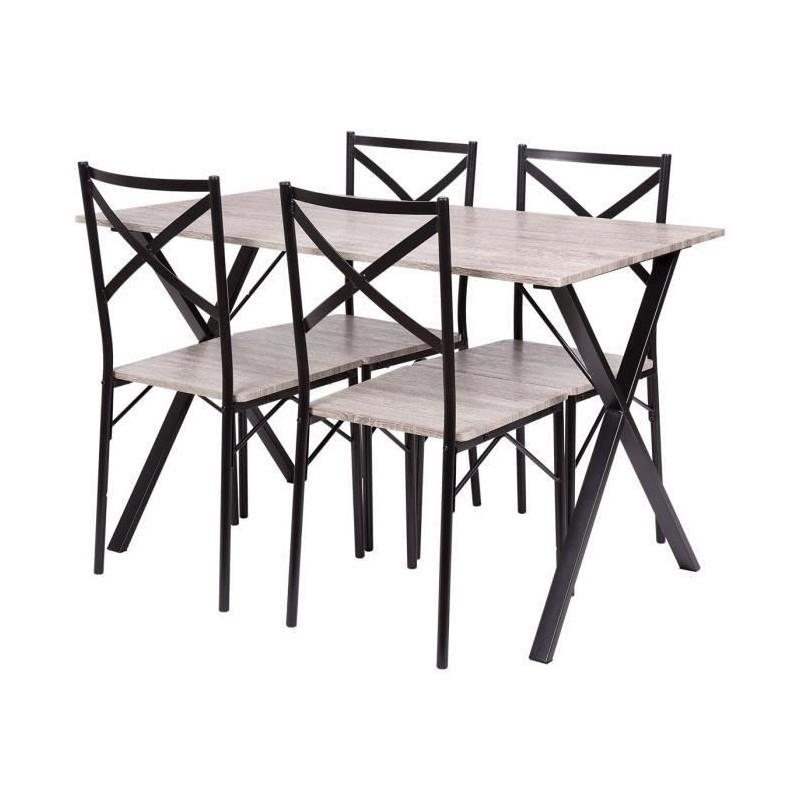 Country Table + 4 Chairs - In Mdf Pvc Finish - Gray And Black Color Ht20c205