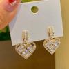 Full Diamond Set Exquisite Love Earrings Women's Light Luxury High-end Stud Earrings Design Earrings Unique Square and Round Face Earrings