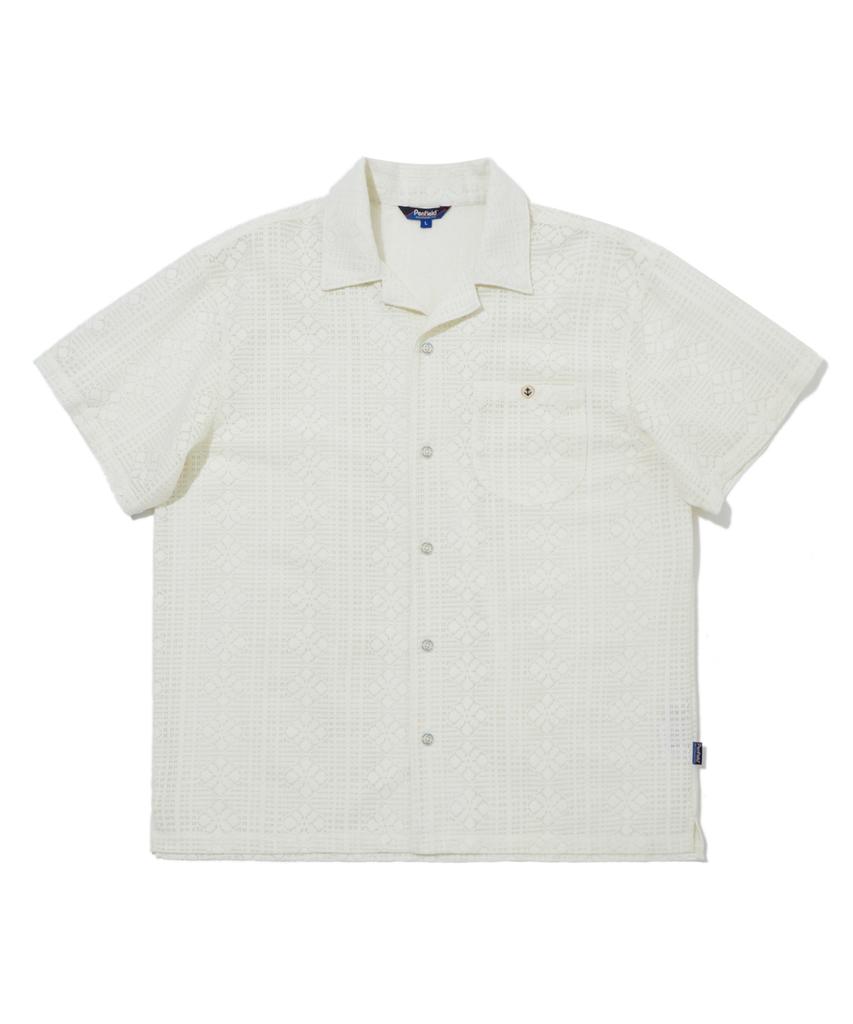 PENFIELD Crochet Open Collar Short Sleeve Shirt White_Fs2Wr12U
