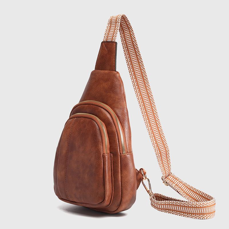 2025 Women's Chest Bag Cross-Border Retro Casual Crossbody Bag Large Capacity Small Backpack Versatile Shoulder Bag Chest Bag