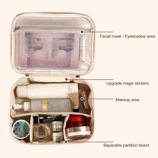Large Capacity Cosmetic Bag Makeup Case with Top Handle Adjustable Divider Travel Makeup Organizer