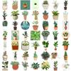 54PCS Waterproof Green Plant Graffiti Stickers for Skateboards, Luggage, Water Bottles, Notebooks, and Flower Pots