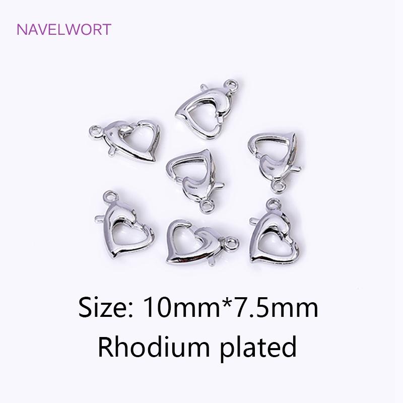 18K Gold Plated 10/12mm Heart Lobster Clasp Connector,Brass Love Lobster Claw Clasp Hook Accessories,Jewelry Materials Wholesale