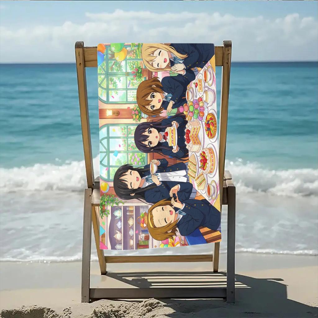 1pc K-ON! All Girls Anime Beach Towel Microfiber Quick Dry Anime Bath Towel For Pool Beach Travel Kawaii Anime Fans Gift
