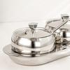 Durable 304 Stainless Steel Condiment Container Set With Lid And Spoons Spices Storage Solution For Home Use