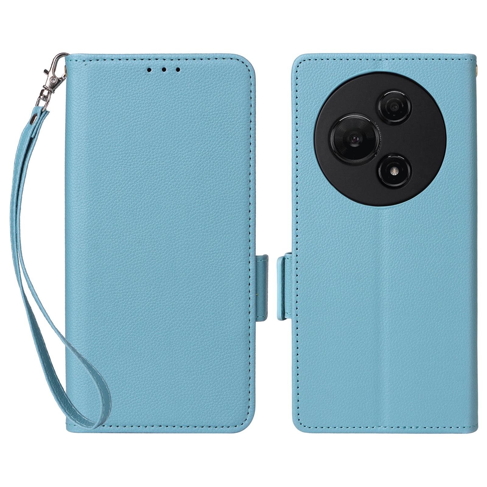 

For TCL 60 NxtPaper 4G Case Litchi Texture PU Leather Wallet Phone Cover with Wrist Strap G