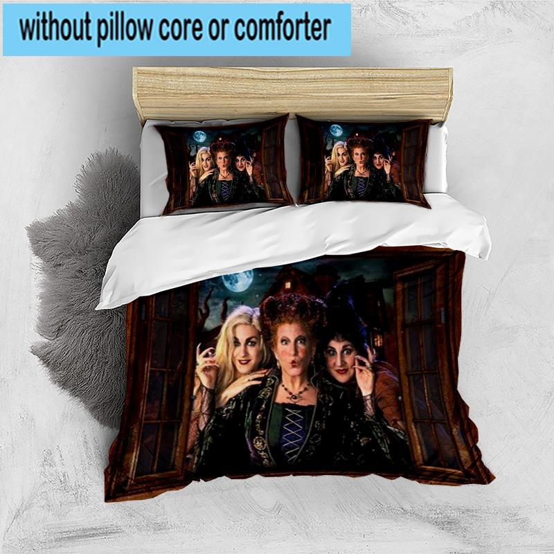 3PCS Halloween witch 3pcs Bedding,Including 3PCS Duvet Cover And 2pcs Pillowcases Perfect for Christmas,Ideal for Bedroom, Dormitory