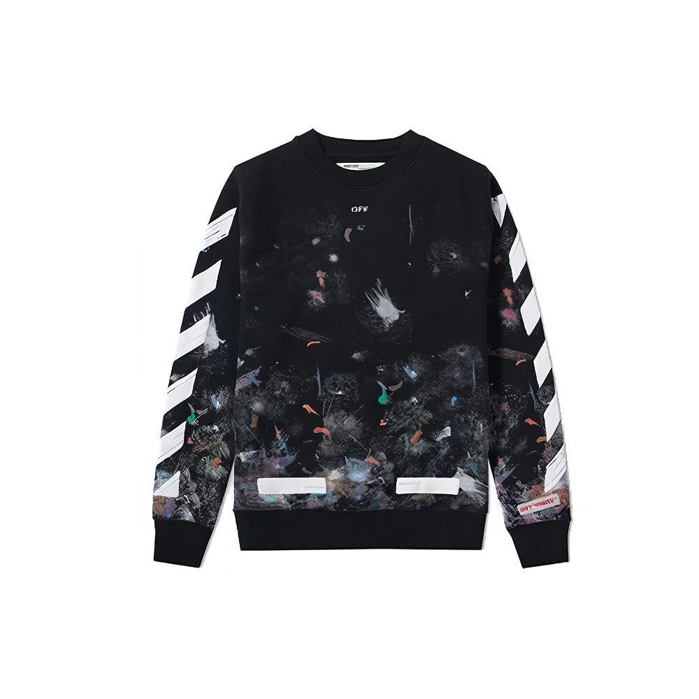 Off-White Starry Sky Fireworks Splatter Print Arrow Hoodie Men Hoodies Black OMBA003F176190309901