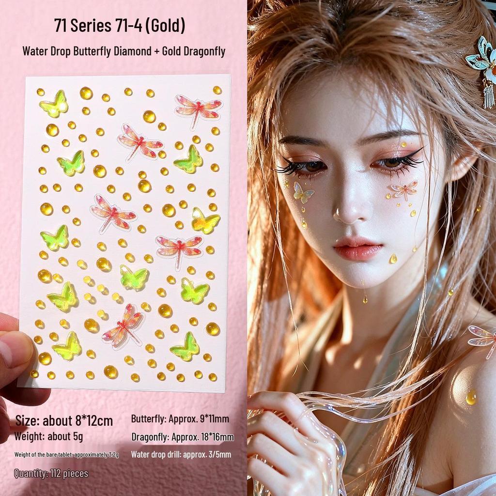 Children's Rhinestone Rose Diamond Face Stickers for Concert Makeup & Styling