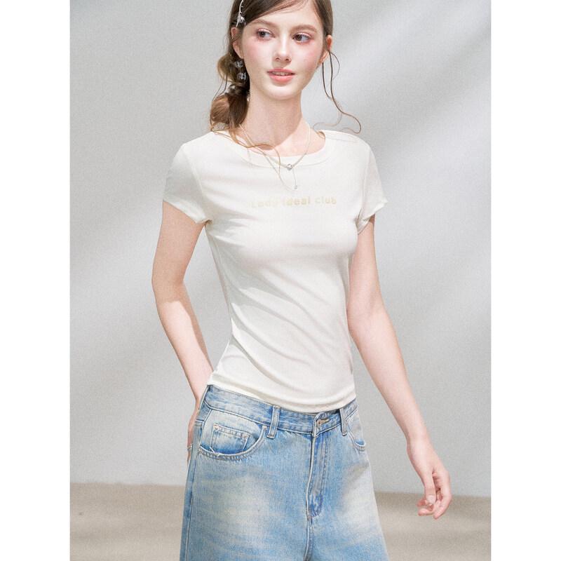 LADY IDEAL Lyocell Round Neck Slim Fit T-shirt