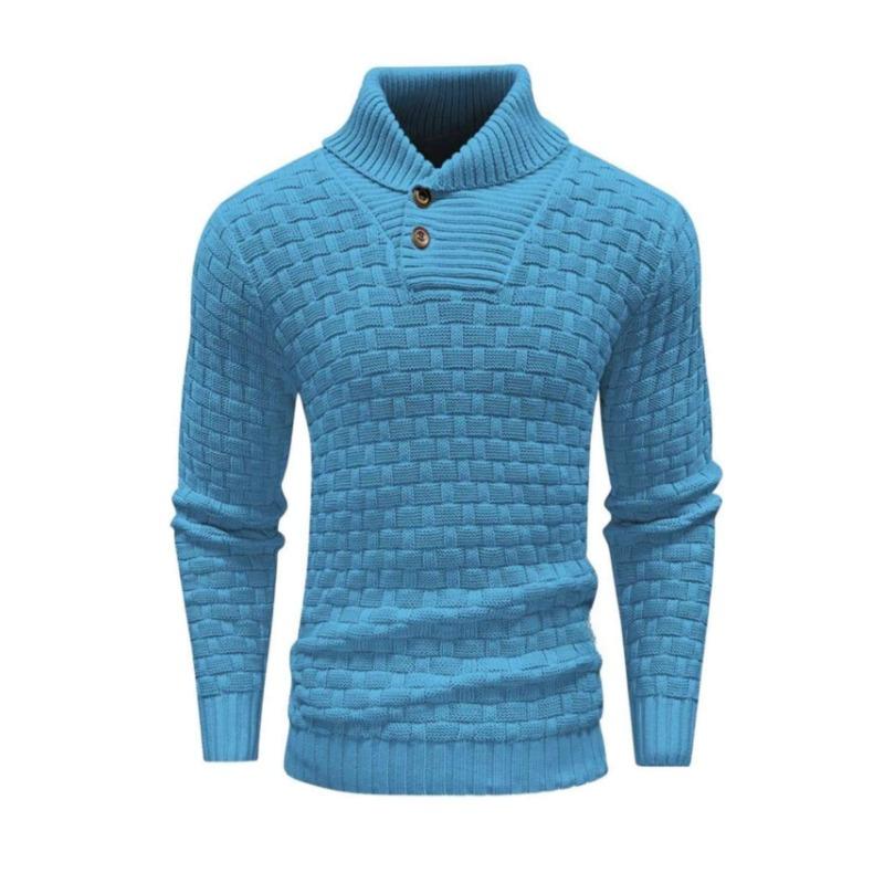 Men's Lapel Business Knitted Sweater Fashion Elastic Pullover Bottom Sweater