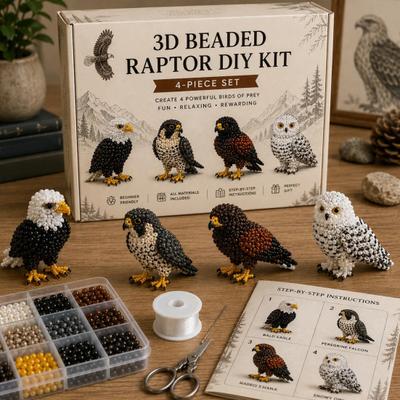 Beaded Animal DIY Kit, 3D Tiny Animal Bead Craft Kit, Cute Spider Octopus Orangutan Bird Bead Art Kit for Beginners Adults Family Craft Project Home