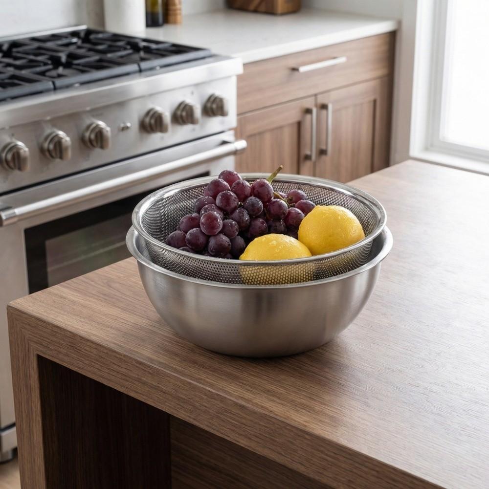 Stainless Steel Fruit Vegetable Washing Bowl Mesh Vegetable Fruit Strainer  Refrigerator