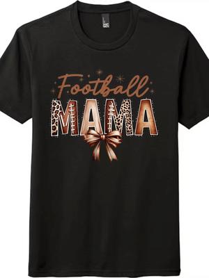 Trendy Football Mama Unisex T-Shirt Leopard Print Game Day Casual Streetwear Tee