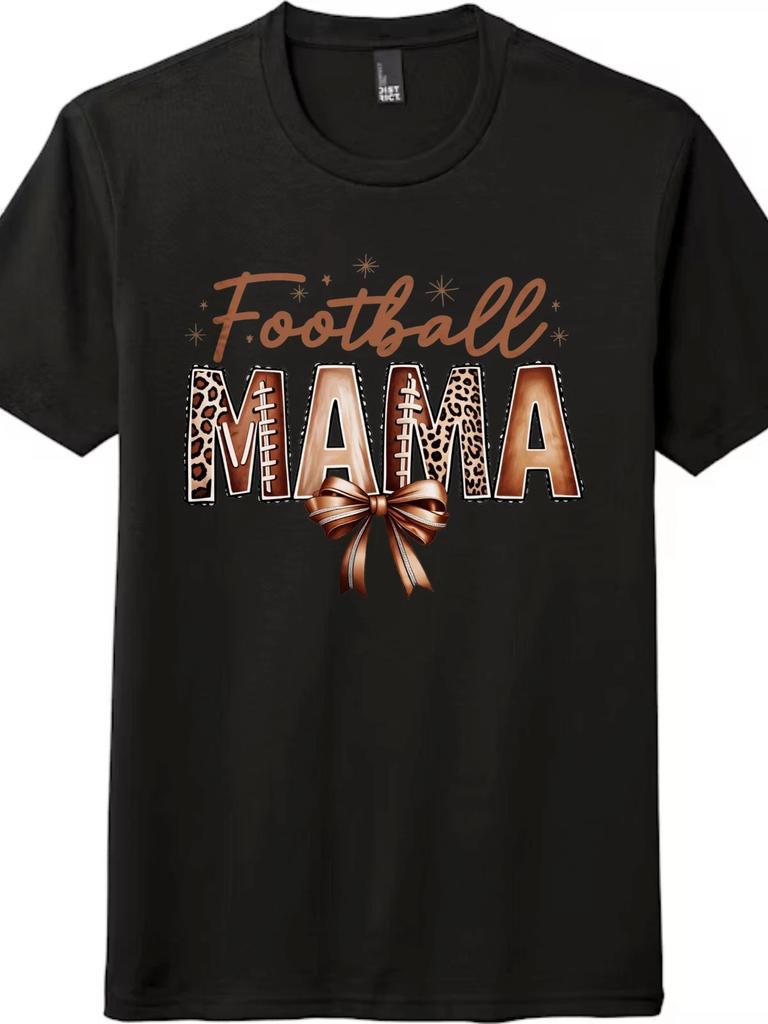 Trendiges Fußball Mama Unisex T-Shirt Leopardenmuster Spieltag Lässiges Streetwear Tee