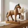 Galoppierendes Pferd Figur Paulownia Holz Holz Tischplatten Skulptur für Wohnzimmer,
