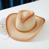 Western Cowboy Straw Hat Retro Ethnic Style European and American Jazz Hat Outdoor Travel Grassland Leisure Hat Curved Brim Hat Tide
