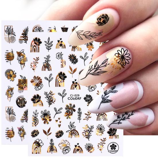Manicure Decal Easy To Apply Lightweight Paper Black Bronzing Manicure Sticker Decal for