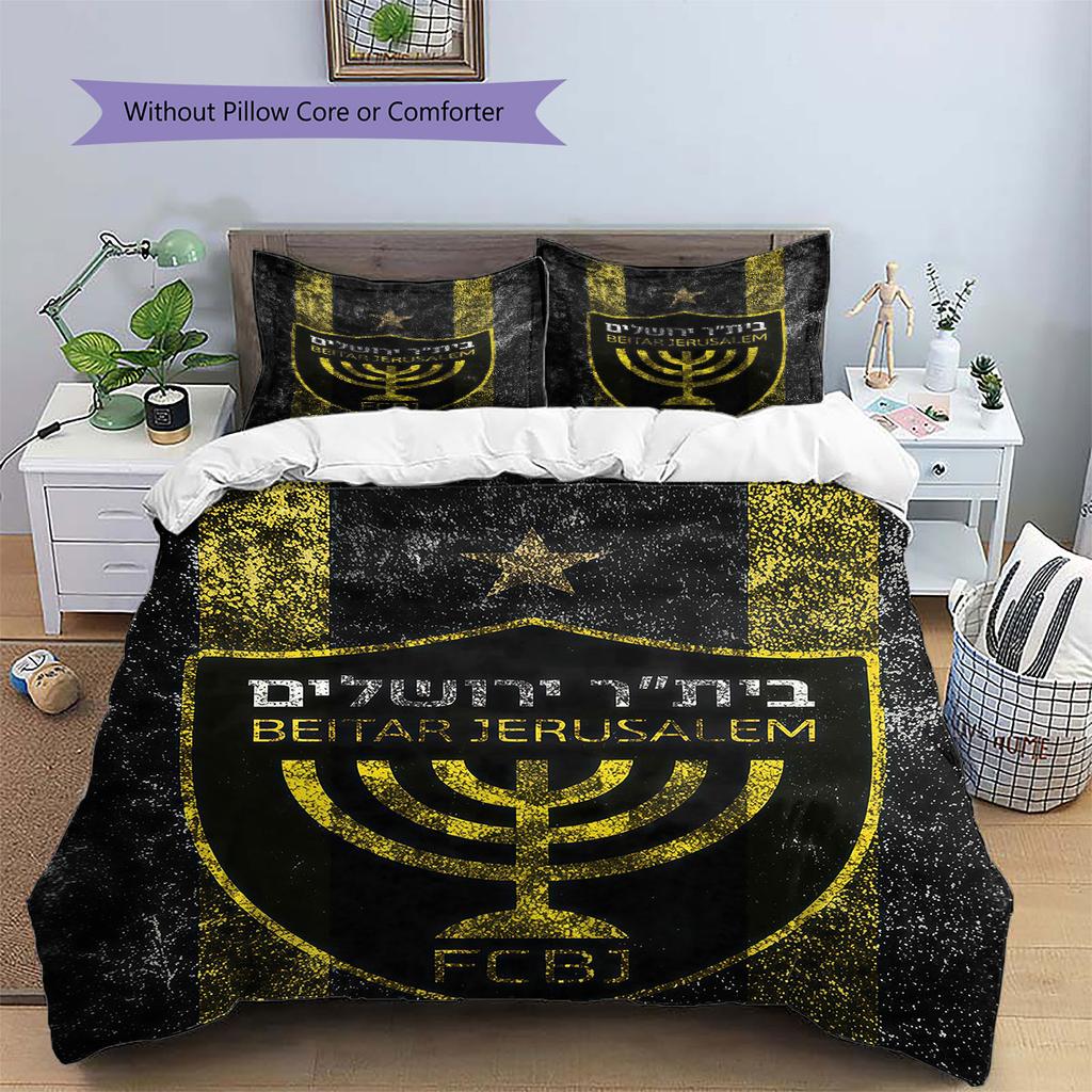 Beitar Jerusalem Pattern Bedding,Quilt Set Quilt Cover Pillowcase Home Birthday Gift(1 * Duvet Cover + 2 * Pillowcase, Without Core)