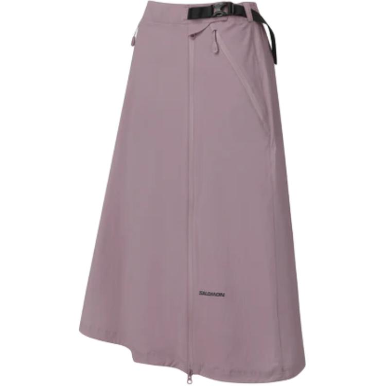 Salomon Solid Color Mid Waist Loose Casual Long Skirt Women skirts C30728