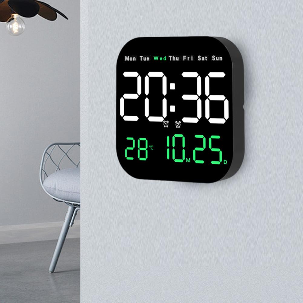 Digital Wall Clock Boarderless Wall-mounted Clock Large Number Display Temperature/Date Display Multifunctional for Home Office
