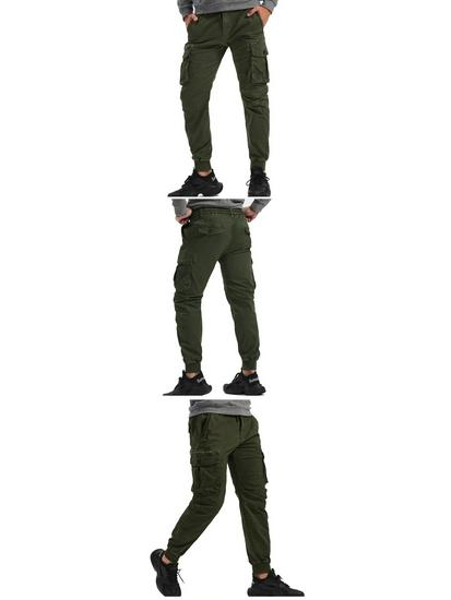 Men's European & American Style Elastic Waist Cargo Jogger Pants - Autumn/Winter Collection