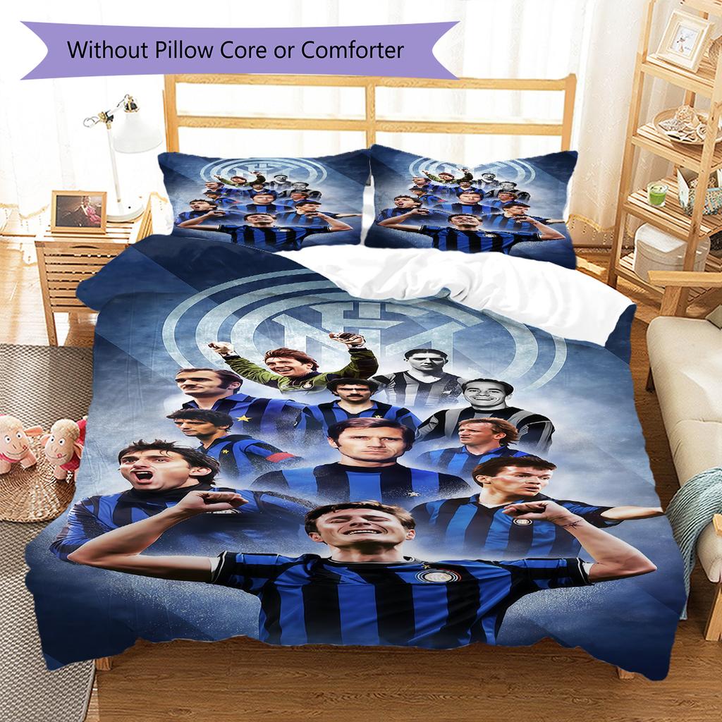 Inter Milan Pattern Bedding Quilt Set Quilt Cover Pillowcase Home Decoration Birthday Gift (1 * duvet cover + 2 * pillowcase, without core)