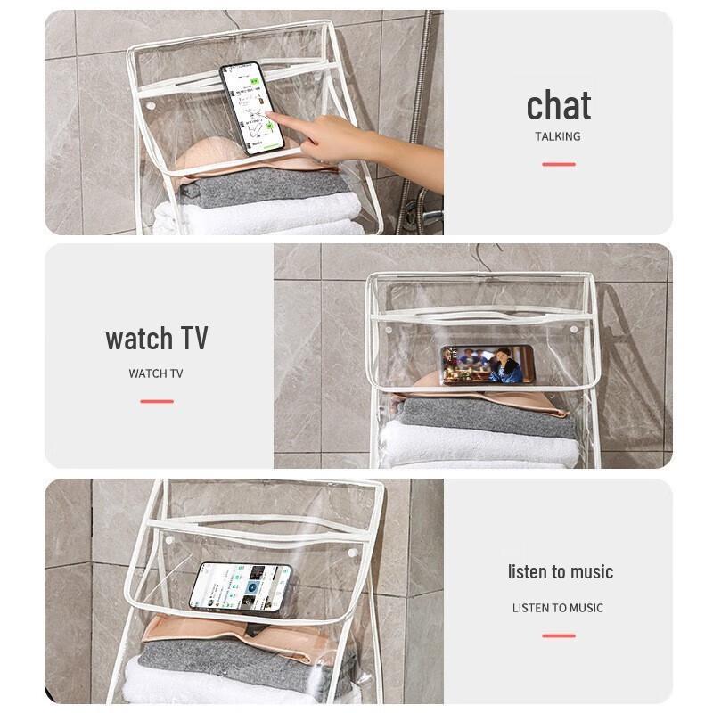 Wall-Mounted Waterproof Large-Capacity Transparent Bathroom Storage Bag