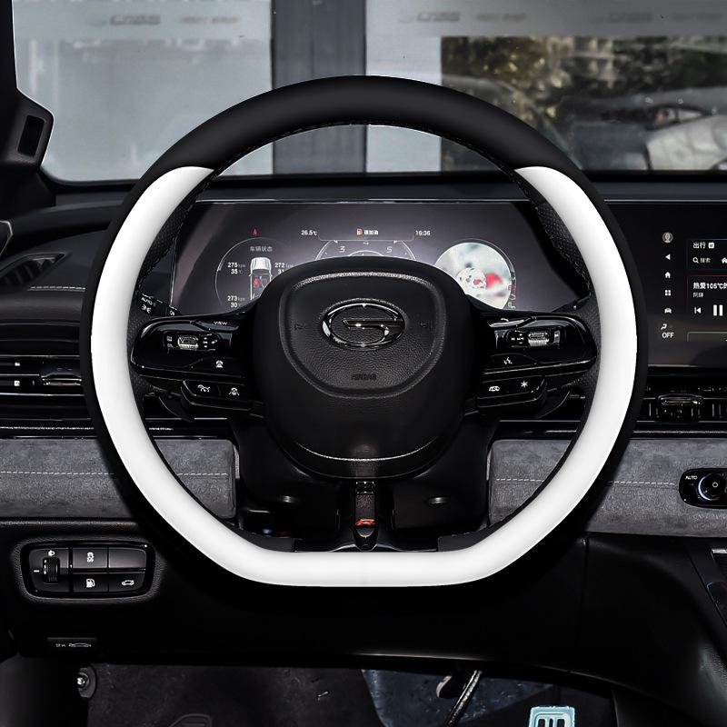 GAC Trumpchi Shadow Leopard Nappa Leather Steering Wheel Cover - Anti-slip, Sweat-absorbing, All-Season Universal Fit