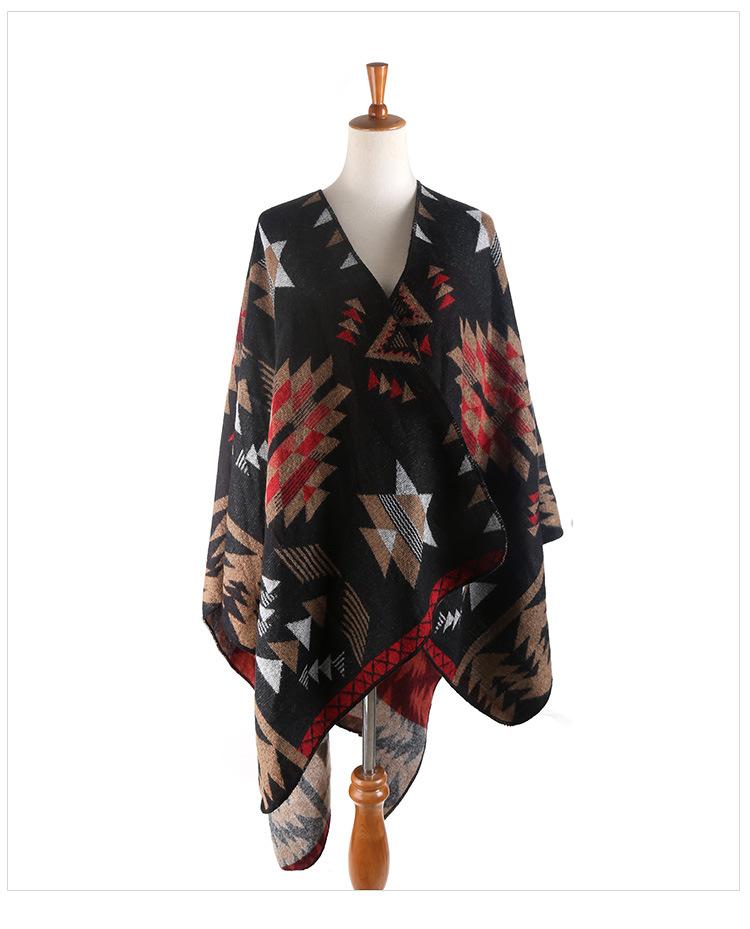Women Winter Thickened Scarf Shawl Dual Use Star Flower Pattern Cloak 160130cm разноцветный