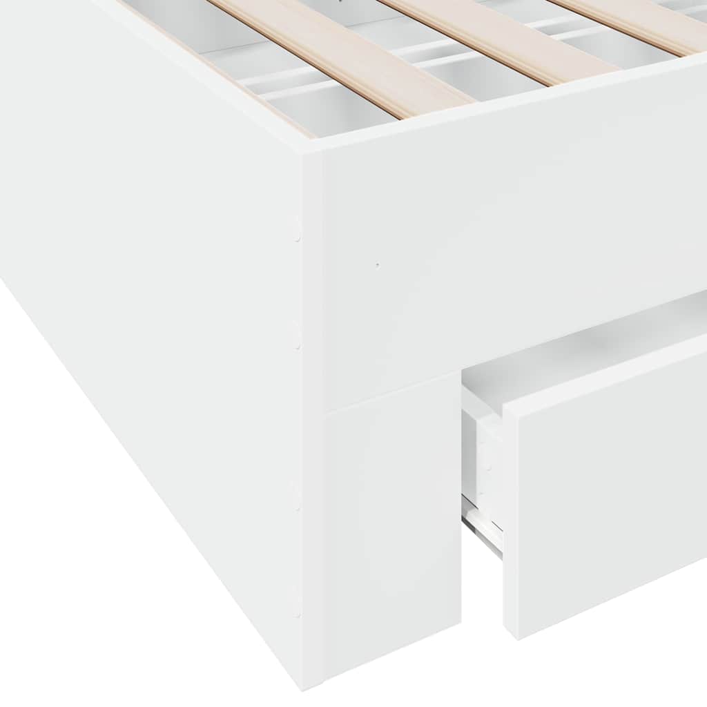 Bed Frame with Drawers White 100 x 200 cm Engineered Wood