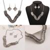 V Shaped Necklace Set With Alloy Electroplated Geometric Design For Men Women