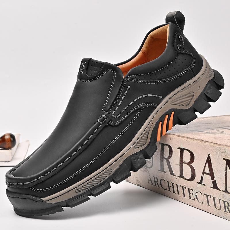 

Новые кожаные повседневные деловые туфли для отдыха на природе, мужские удобные мокасины, модная мягкая классическая обувь для вождения, нескользящая обувь для ходьбы 45 чёрный