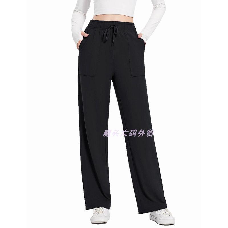 Autumn and Winter Quick-Drying Fleece-lined High Elasticity plus Size Women's Mid-High Waist Water Repellent Sports Running Straight Trousers 177