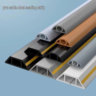 Curved PVC Soft Rubber Wire Duct: Floor Seam Covering, Surface-Mounted, Punch-Free Self-Adhesive.