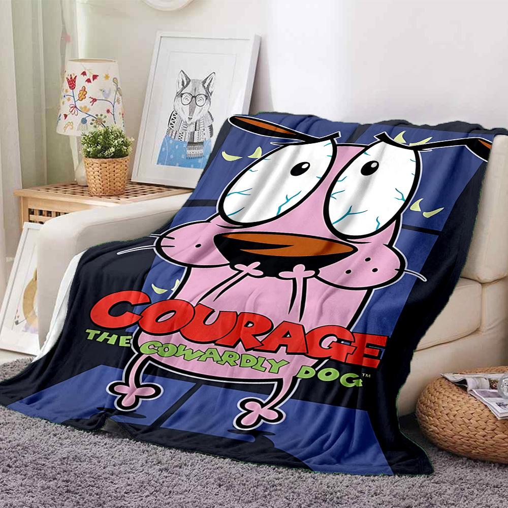 1pc Courage the Cowardly Dog Flannel Throw Blanket - Lightweight Soft Warm All-Season Blanket for Sofa, Bed, Travel, Camping L1029052