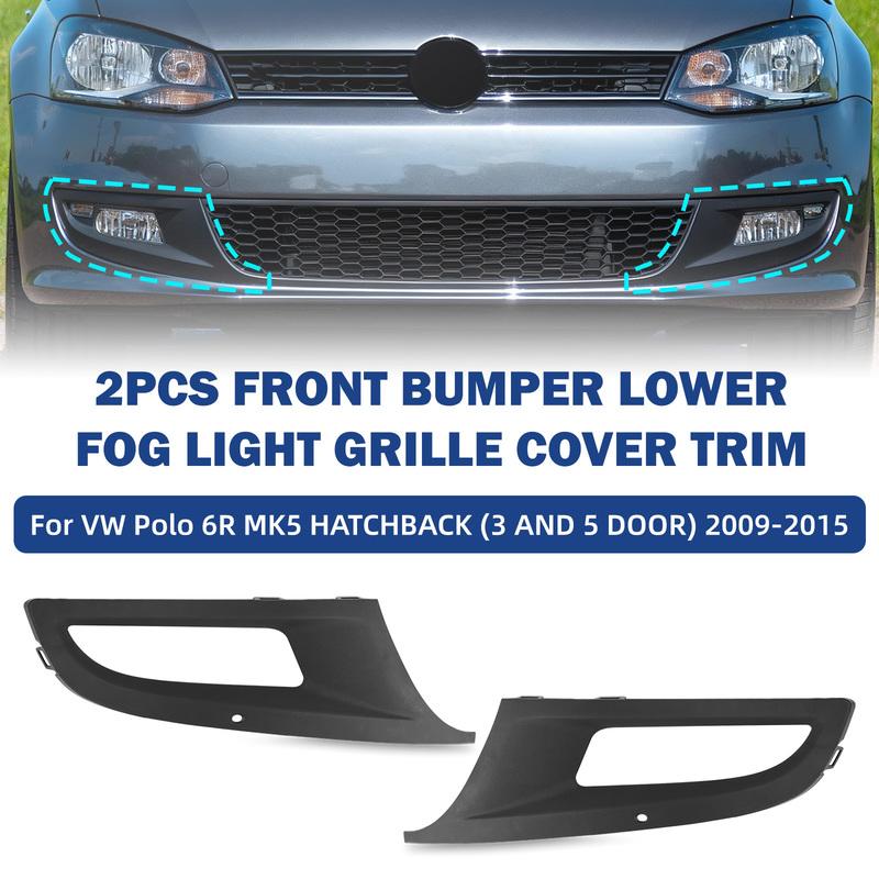 1 Pair Car Front Bumper Fog Light Cover Fog Lamp Grille for VW Polo 6R MK5 2009 2010 2011 2012 2013 2014 2015 6R0853665D