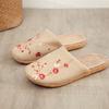 Women's Linen Slippers with Embroidered Topper In Summer