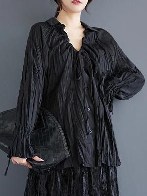 Maglietta da donna a maniche lunghe con piega larga e casual GYX1072