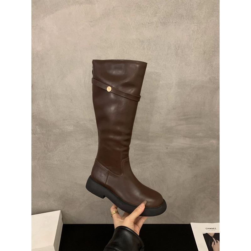 

Retro small brown boots thick-soled women s boots autumn and summer new thick heel high boots knight boots western boots 35