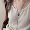 Metal Flower Flower Pendant Necklace Long Tassel Long Sweater Chain  Gift Giving