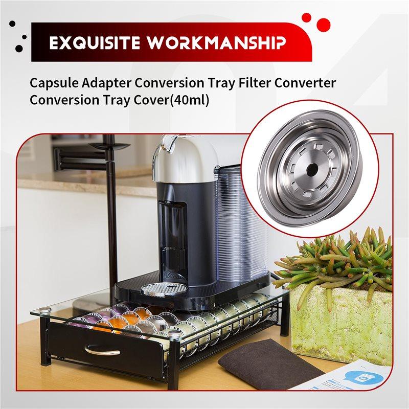 A78E Kapseladapter Umrüstschale Filter für Vertuo zu Nespresso Kaffeekapsel-Konverter(40Ml) Abdeckung inklusive