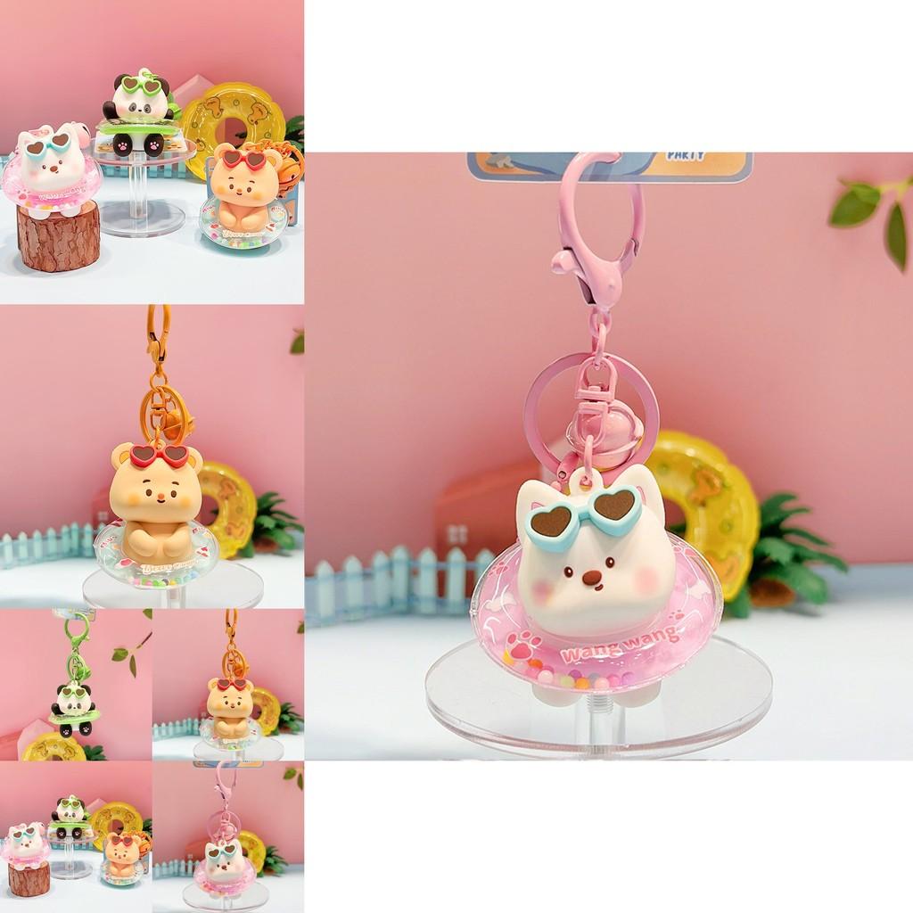Charming Resin Swim Ring Keychain For Pool Parties With Fun Dog Bear Panda Styles