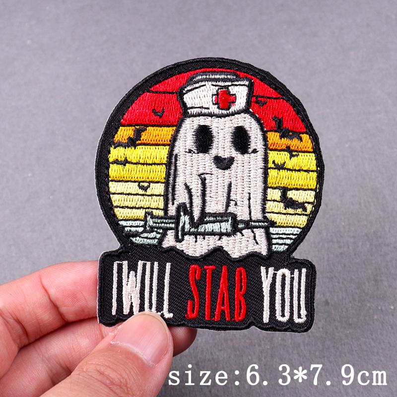 Hip Hop Sexy Patch Iron On Embroidery Patches For Clothing Thermoadhesive Patches For Clothes Punk Skull Sewing/Fusible Patch