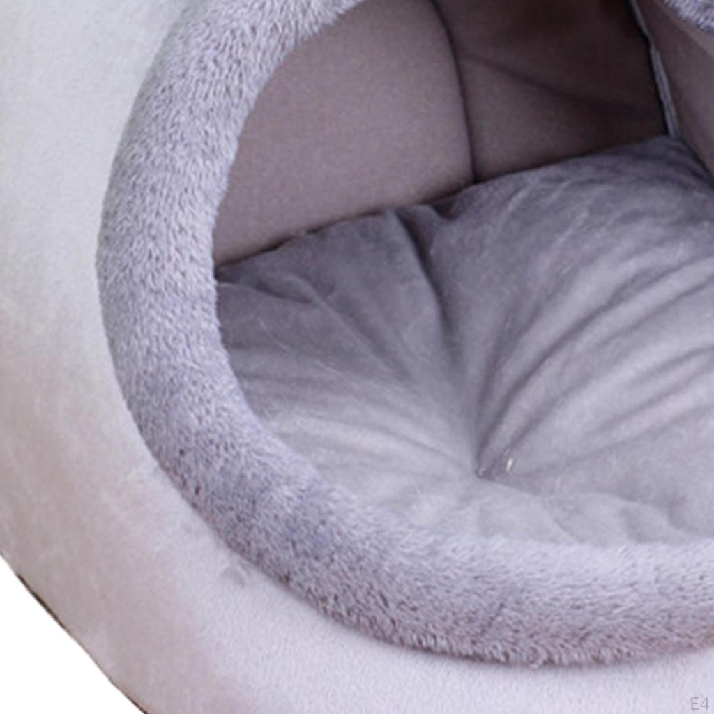 Bed Cute Enclosed Cat House Tent Comfortable Washable Cushioned Sleeping for Dogs