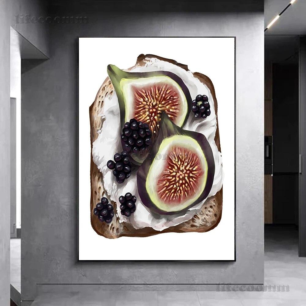 Sunn frokost Kunstplakat Dekorasjon Mat Foto Kunst Veggmaleri For Restaurant Kjøkken Dekor Plakat og trykk Ingen ramme