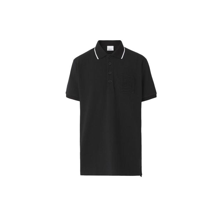 Burberry Polo Shirts Men's Black Polo Collar Moderate Straight Fit 80454891