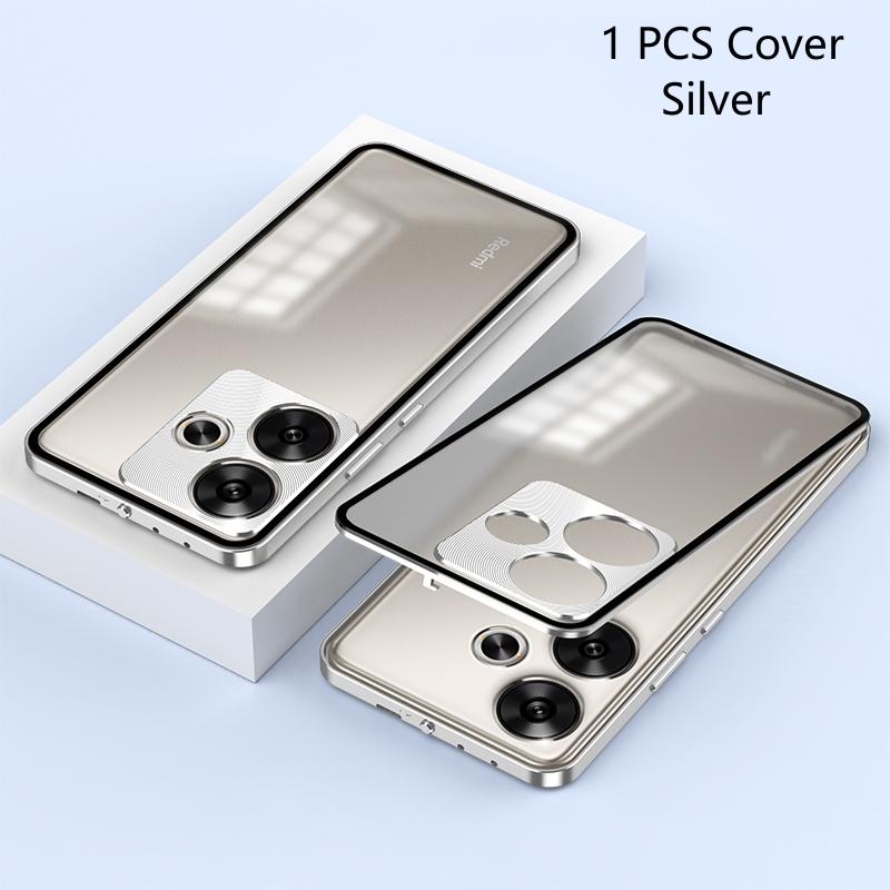 

Противоударный чехол для телефона Poco F6, металлический каркас из алюминиевого сплава + матовая прозрачная акриловая задняя крышка для Xiaomi Redmi Turbo 3 For Poco F6 серебряный