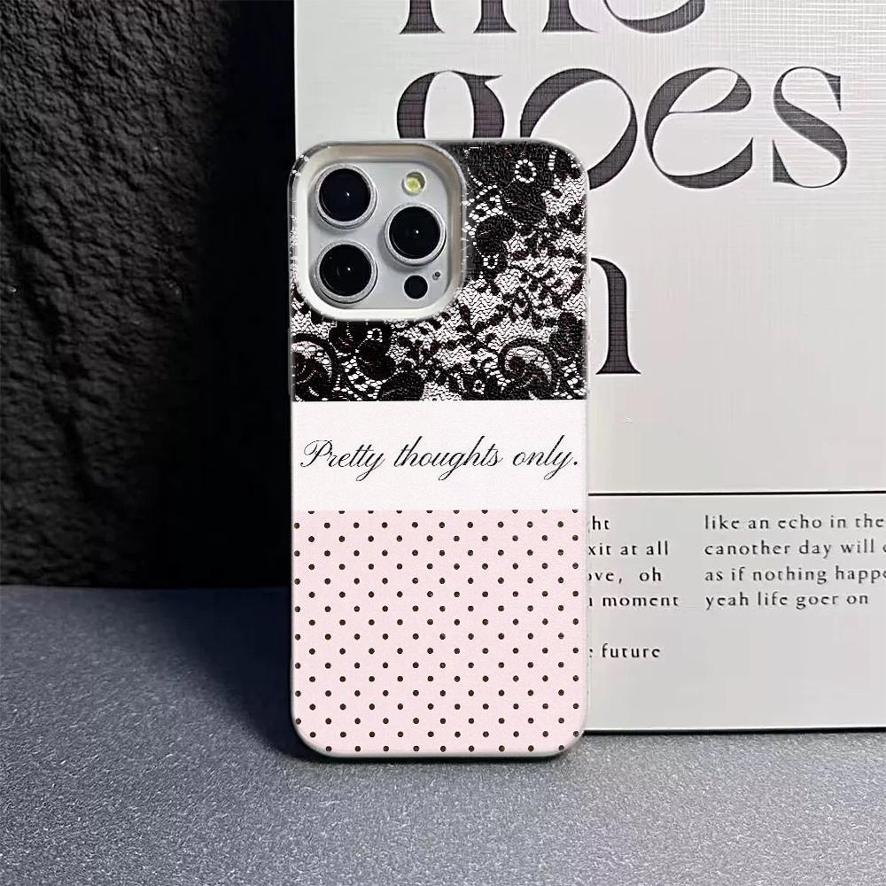 Pretty Thoughts Only Lace Polka Dot Lichee leather pattern Phone Case For Samsung A57 A36 A26 A07 A55 A35 A16 A06 A54 A05 4G 5G